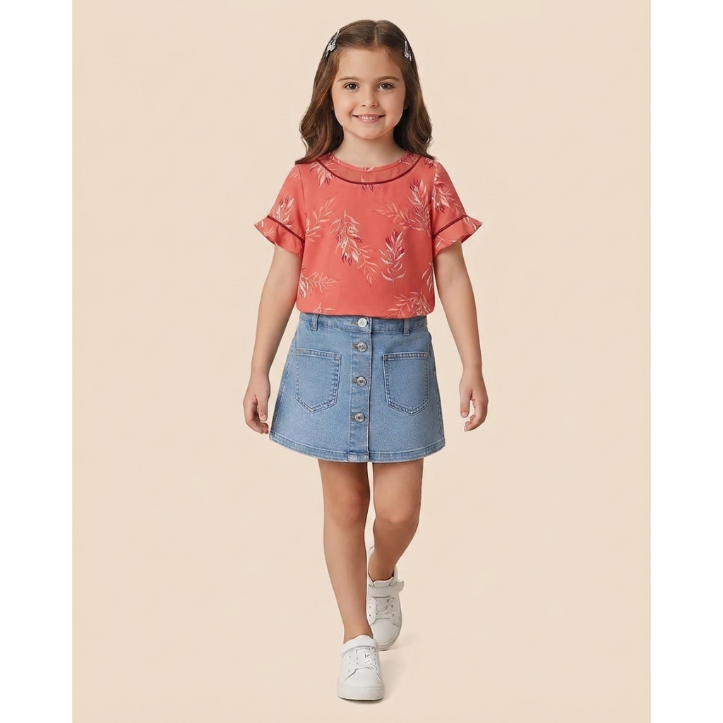 Blusa Floral Viscose Menina Infantil