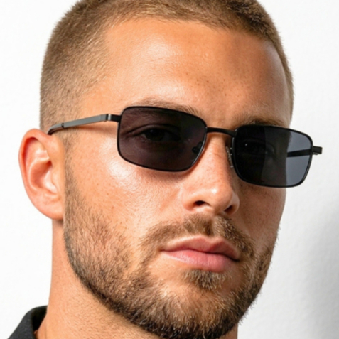 Óculos de Sol Retangular Premium Tendencia Fino Classico Vintage Retro uv400 Masculino Feminino