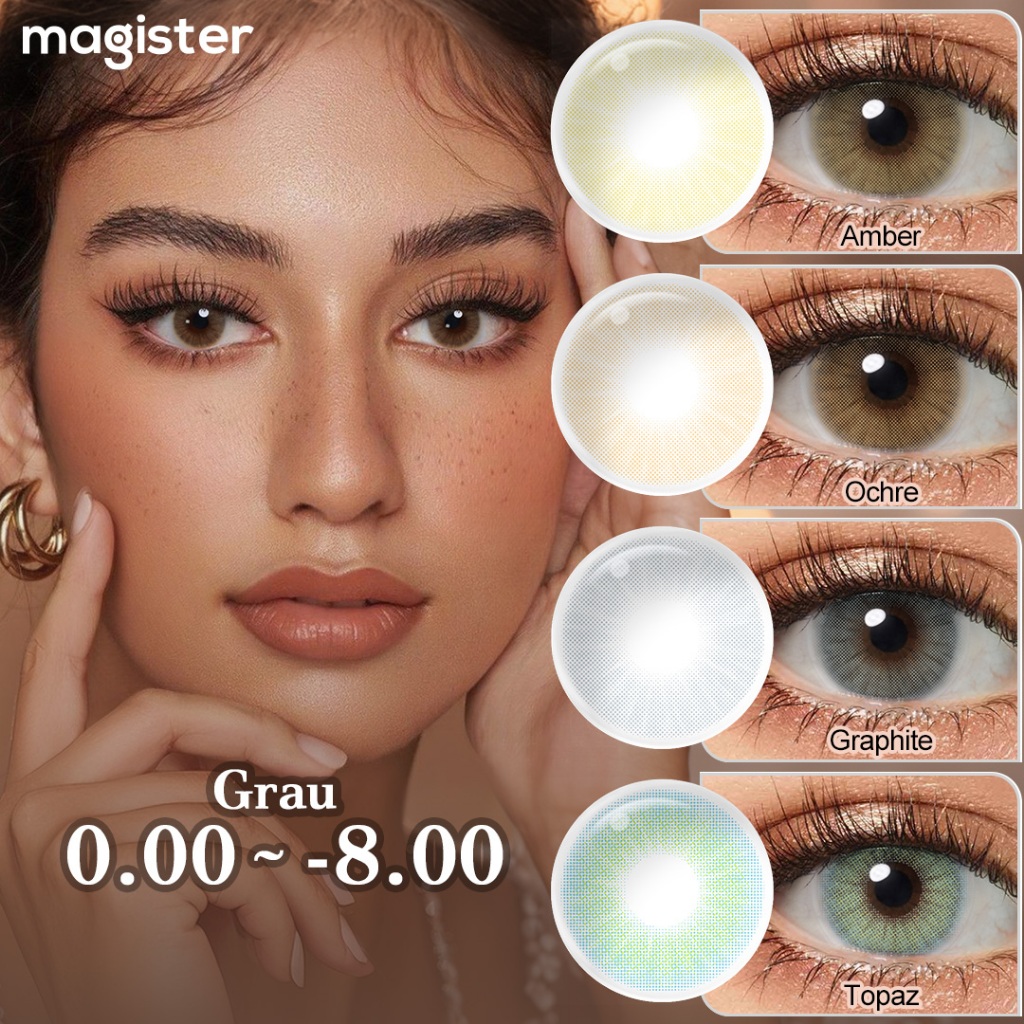 lente de contato 14mm Marrom Cinza Ideal para festas lente de contato com grau 1Par 6 meses