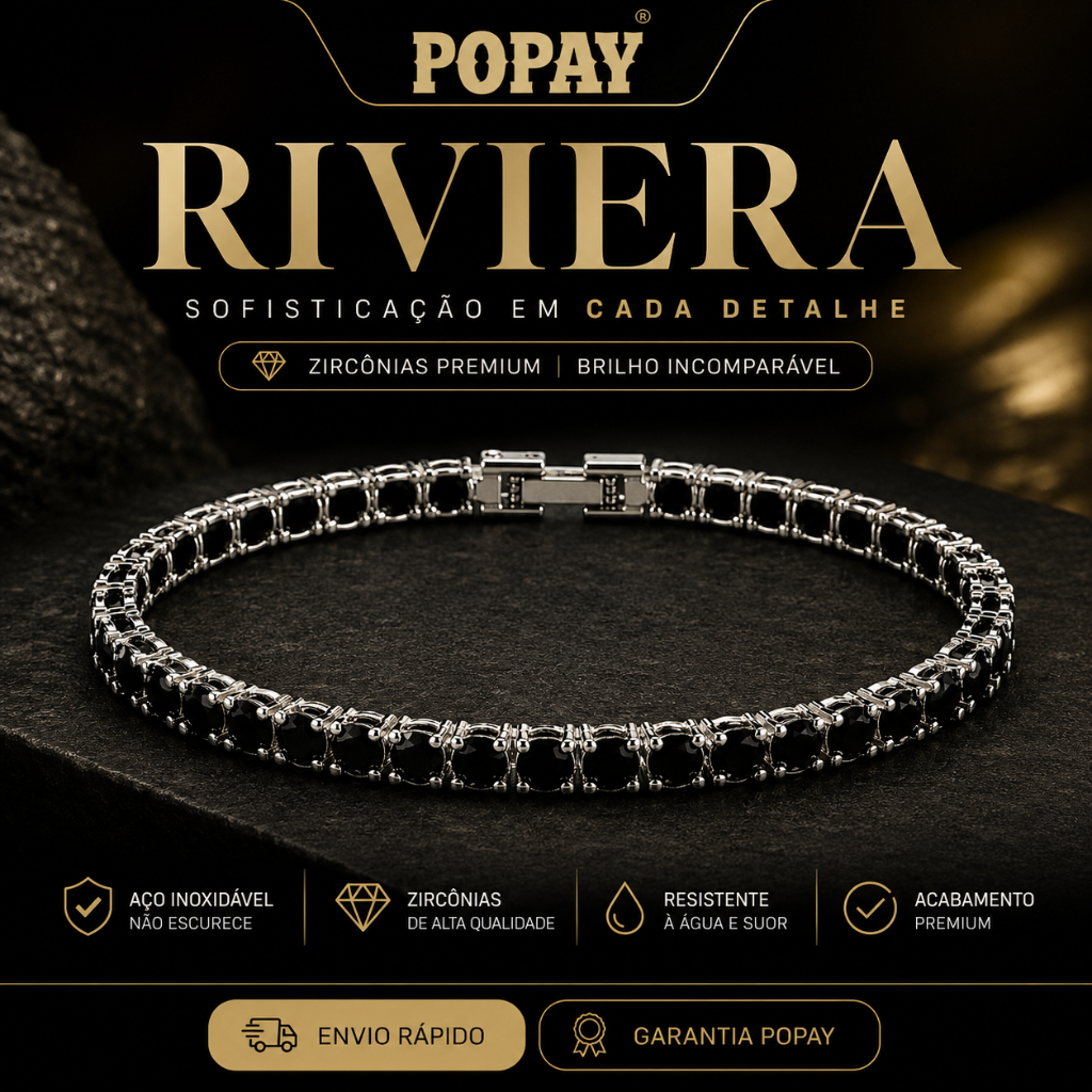 Pulseira Riviera Prata com Zircônias em Aço Inoxidável