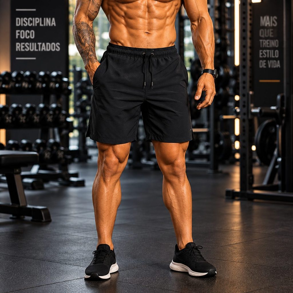 Shorts Masculino Casual Tactel Elastano Praia Verão Bolso esportivo academia corrida treino leve confortavel musculação