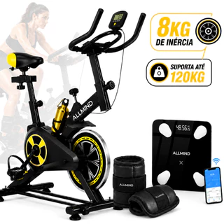 Bicicleta Ergometrica Profissional Bike Spinning 8kg Inercia Bicicleta Fitness Com Balança E Canelei