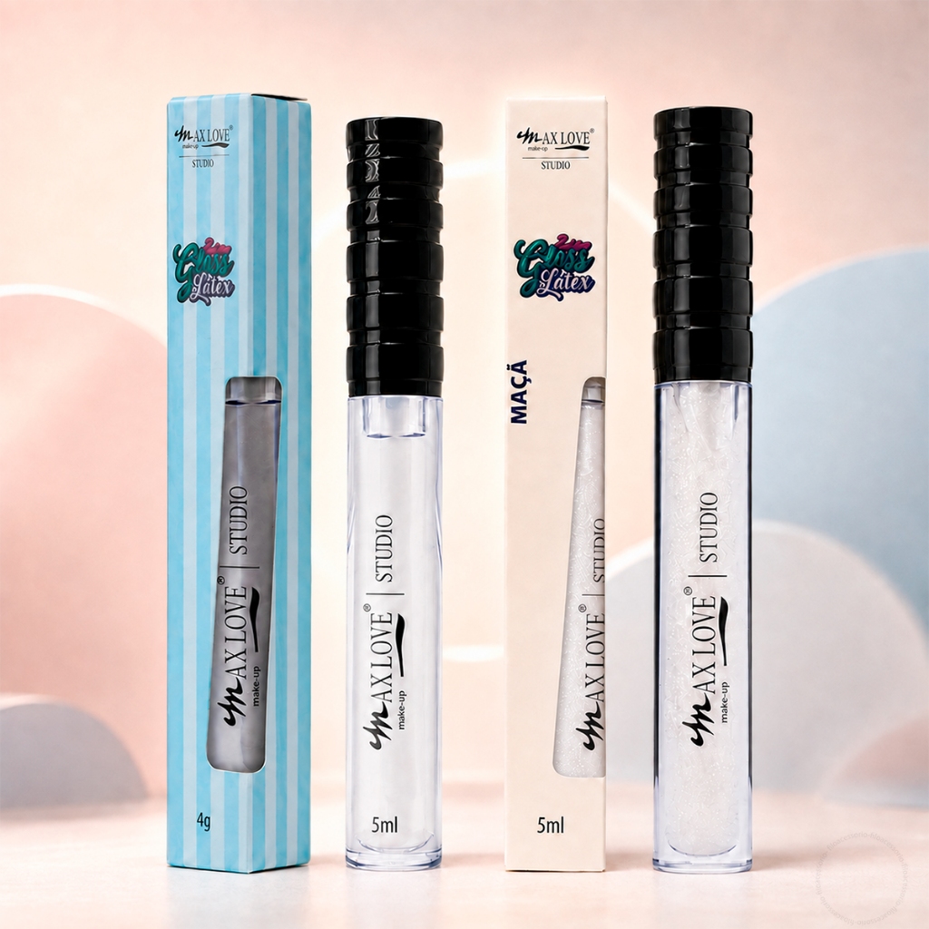 Kit 2 E 3 Gloss Latex Max Love Hidratante Batom Incolor Brilho Translúcido Maça