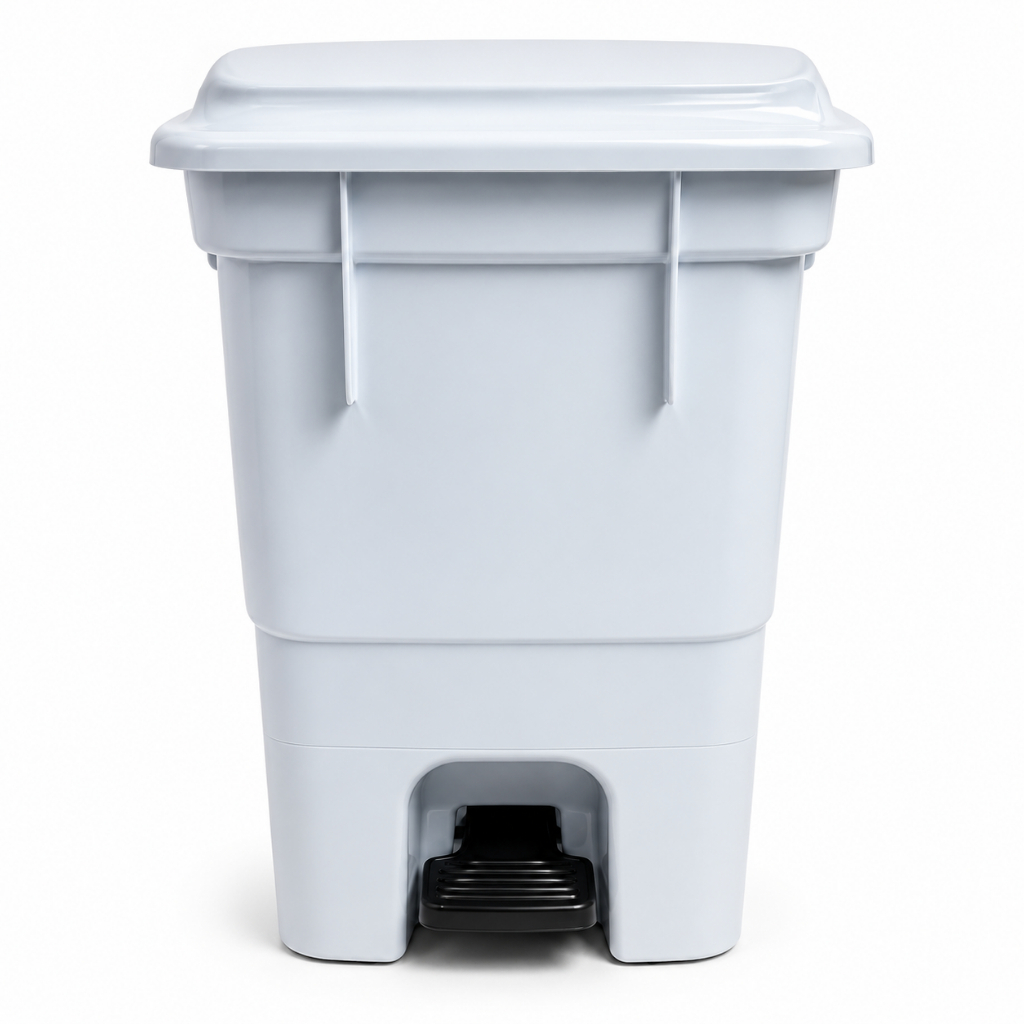 Lixeira com Pedal 50L Reforçado Tampa Resistente Cozinha Banheiro Área de Serviço Empresa Escritório Branco ou Preto