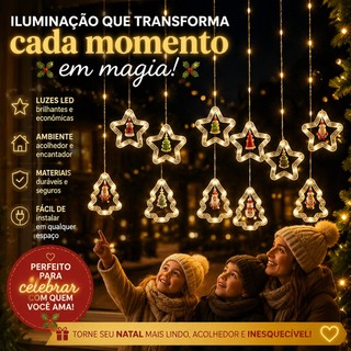 3M Bivolt 110V–220V Pisca-pisca LED Natal Cortina de Luz Papai Noel Árvore Quarto Festa Colorido KL-525
