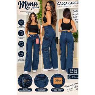 Calça Cargo Jeans Feminina Mima Jeans ✨