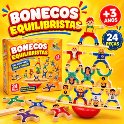 Jogo de Bonecos Equilibristas Infantil Educativo Equilíbrio Coordenação Motora Brinquedo Montessori Caiu Perdeu