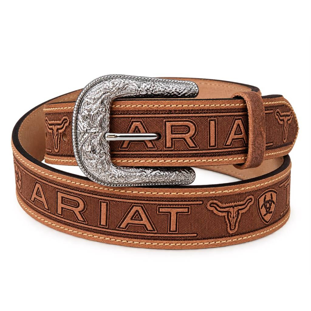 Cinto Masculino Couro Legítimo Fivela Removível Country Ariat