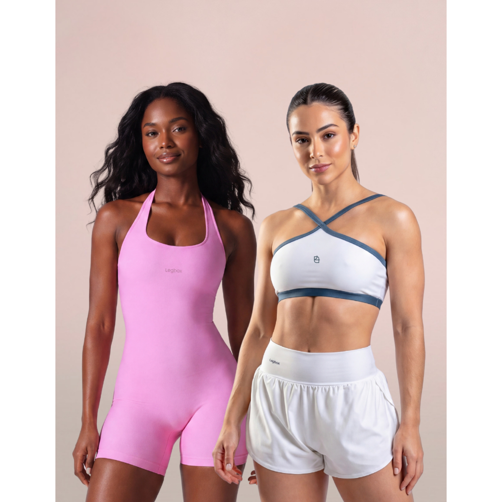 Kit Macaquinho Up + Top Twist Legbox Fitness Academia Treino Corrida Ginastica