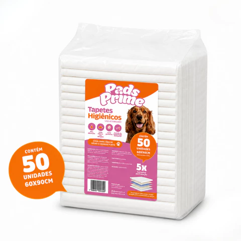 Tapete Higiênico para Cães 80x60cm 50 ou 100 Unidades Pads Prime