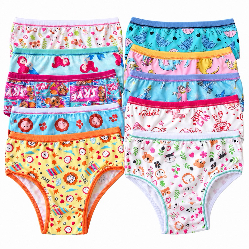 Kit 10 a 05 Calcinha Infantil Menina moça forro em Algodão | Estampas Sortidas | Conforto  Qualidade