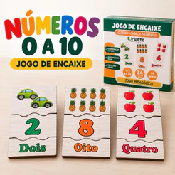 Jogo Quebra Cabeça Educativo Infantil Números Brinquedo Montessori Madeira Jogo Presente Dia das Crianças