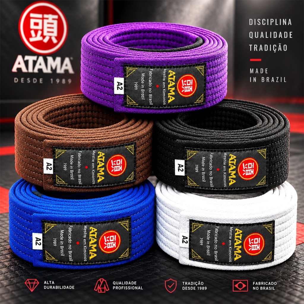 Faixa Jiu-Jitsu Atama Standard BJJ Adulto 100% Algodão Aprovada IBJJF