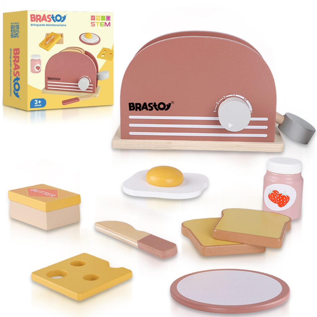 Brinquedo de madeira em forma de máquina de pão  Educação Montessori para crianças