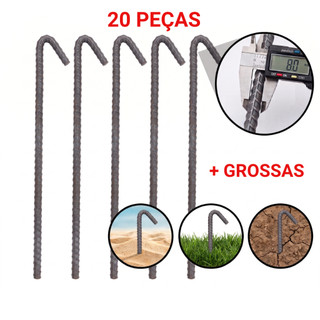 ESTACAS PARA BARRACA DE CAMPING GAZEDO BEACH TENIS EM VERGALHAO 8MM - 20 UNIDADES