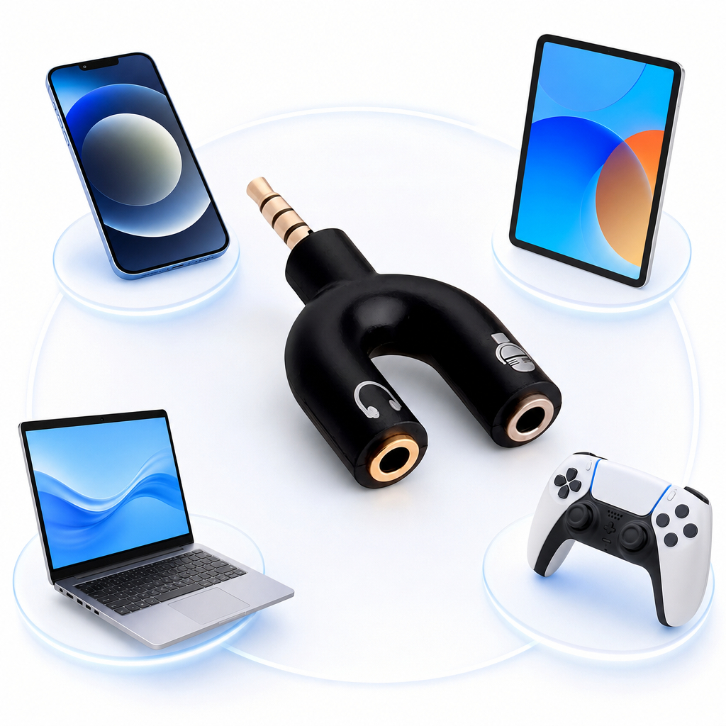 Adaptador de Áudio P2 Duplo para Microfone de lapela e Fone em Gravações de Vídeo