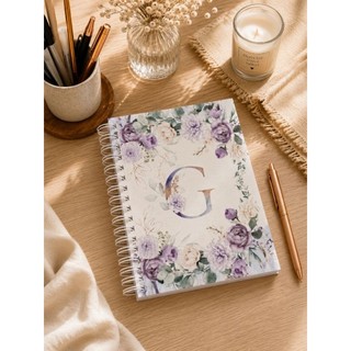 CADERNO PERSONALIZADO COM NOME - flores roxas - A5 Capa dura - bloquinho personalizado