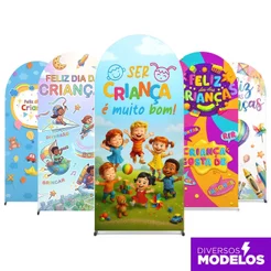 Capa Painel Romano Festa Dia das Crianças 2x1m Decoração Em Tecido Sublimado C/Elástico