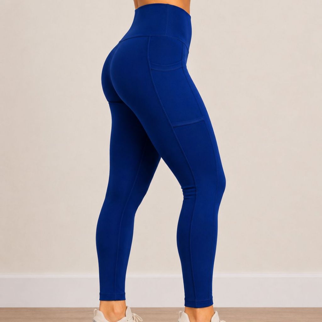Calça Legging Feminina Fitness Cintura Alta Com Bolso Lateral Poliamida  Academia ZERO TRANSPARÊNCIA