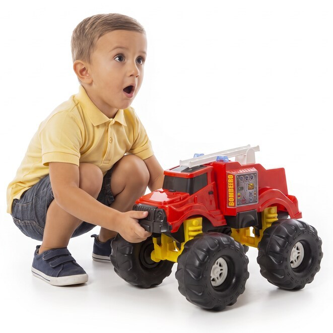 Carrinho Grande Caminhão Bombeiro 40cm Extreme Infantil | Monster Truck | Cert. Inmetro | QUEEN SHOP