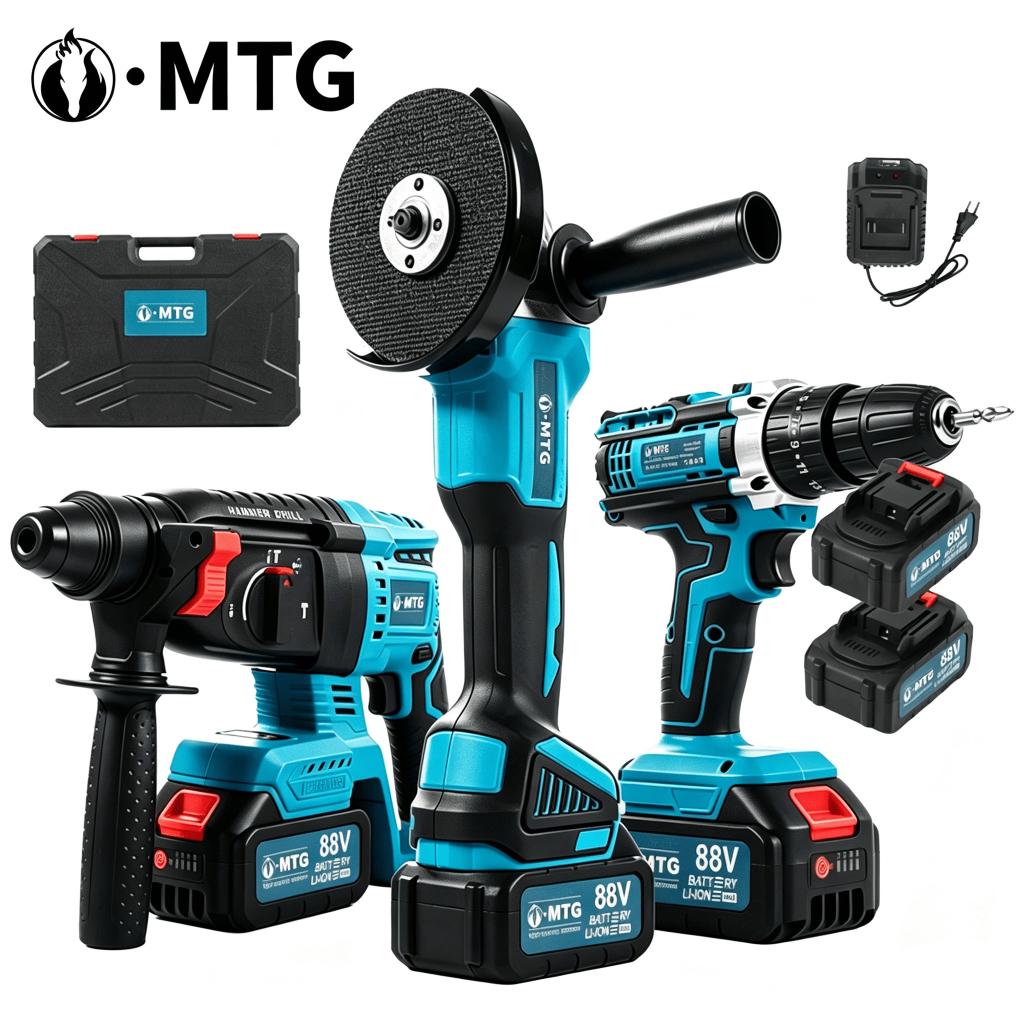 Kit 3 em 1 Brushless Sem Fio: Furadeira Parafusadeira, Chave de Impacto e Esmerilhadeira com Maleta