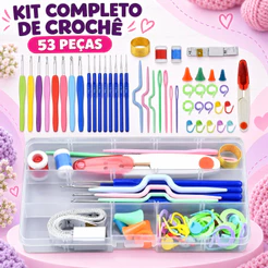 Kit Crochê Completo 53 Peças Para Fazer Amigurumi Agulhas Cabo Soft Tesoura Acessórios Lar das Fitas