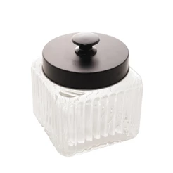 Porta Mantimento Lyor com Tampa de Vidro e Metal Preto 800ml Pote Organizador para a Cozinha Elegante Durável Resistente