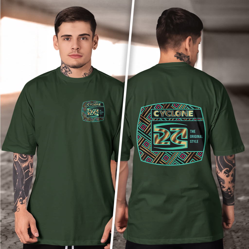 Camisetas Masculina Design geométrico tribal Cyclone 100% Algodão Gola Redonda Fio 30.1
