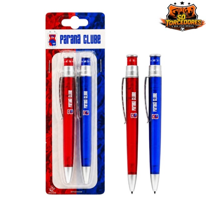 Kit com 2 Canetas Oficiais Paraná Clube Vermelha e Azul | Escrita Macia | Produto Oficial