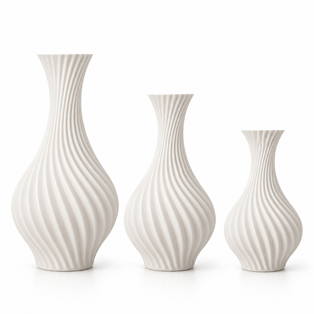 Kit 3 Vasos Decorativos Em Espiral Moderno Sala Cozinha Decoração Ambiente Plástico Resistente