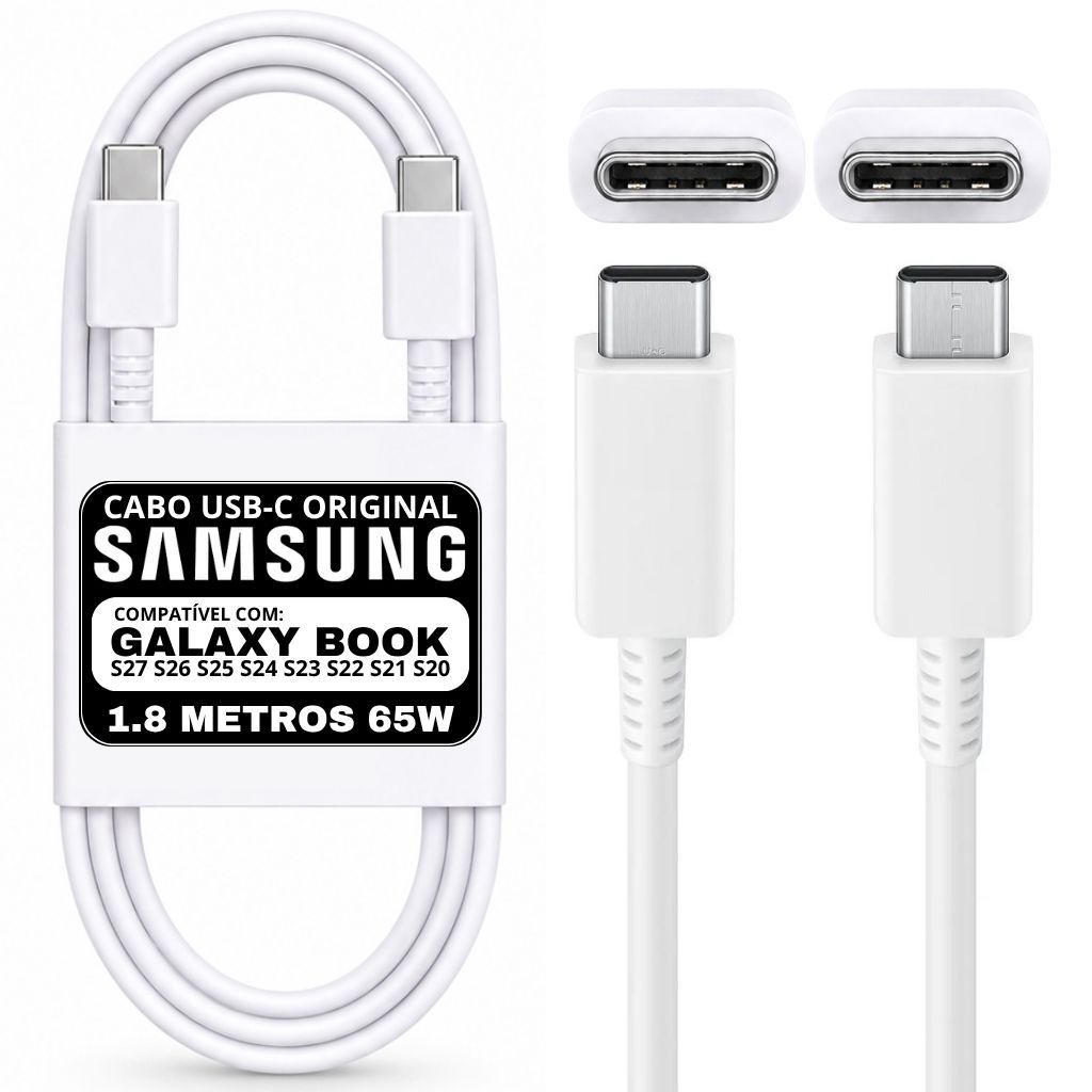 Cabo 100% Original Samsung Tipo C 1,8m Galaxy Book Gopro Chromebook 4