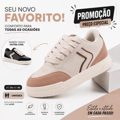 Tênis Feminino Casual Fashion Confortável Moderno para Looks do Dia a Dia e Passeio