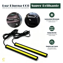 1 par Farol Auxiliar Barra Led DRL Longa 17cm Luz Diurna Super Branca 6000k