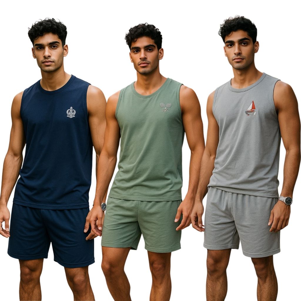 Kit 2 Pijamas Masculino Regata Verão Adulto em Malha de Qualidade Cores Sortidas