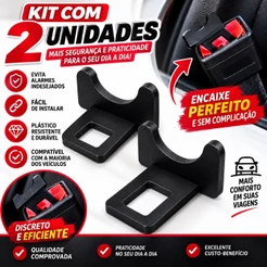 Kit Fivela Lingueta Clip Cinto de Segurança Anti Alarme Sonoro Universal