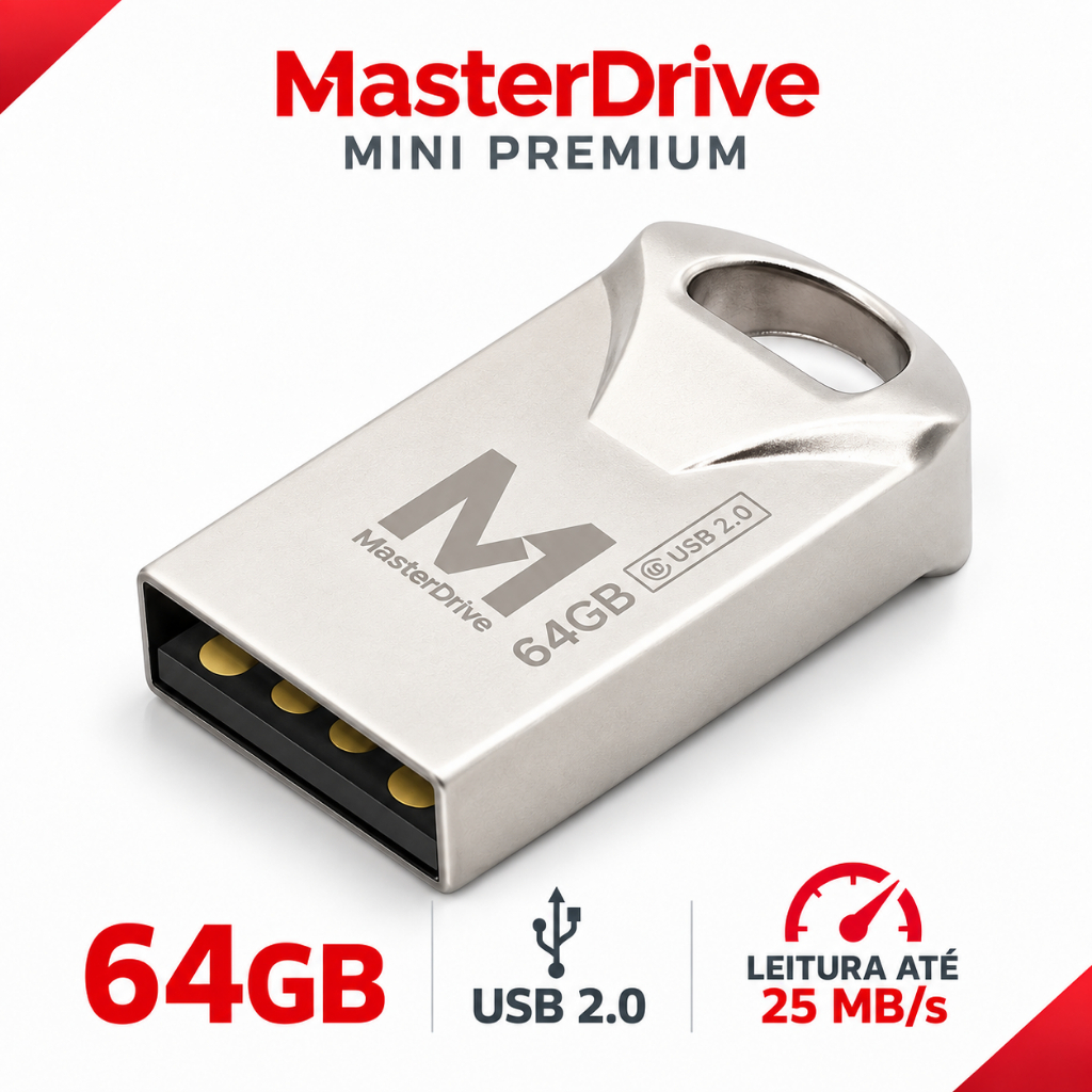 ✅ Pen Drive 100% Original MasterDrive Mini Premium 64GB USB 2.0 - Para PS2 OPL Smart TV Xbox 360 Notebook Som Automotivo