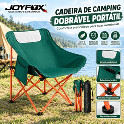 Cadeira Dobrável Portátil Moon Chair JOYFOX para Camping com Bolsos Laterais Leve Confortável