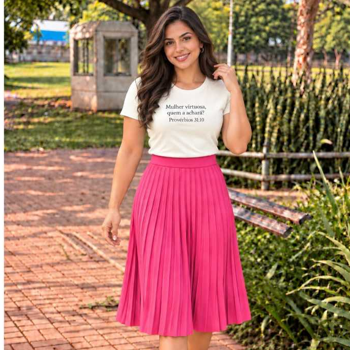 Saia plissada Moda Evangélica
