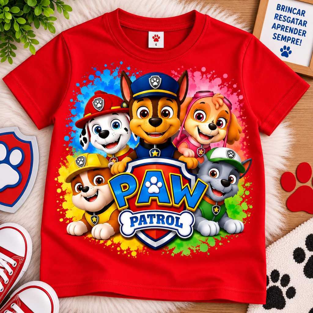 Camiseta Infantil Patrulha Canina – Menino e Menina
