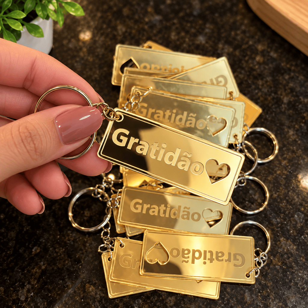 Chaveiro em Acrílico Gratidão Lembrancinha Especial