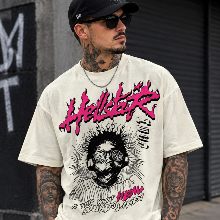Camisa Mascolino Street Hellstar New Vintage Hip Hop Camiseta Pluz Size Algodao 30.1