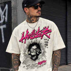 Camisa Mascolino Street Hellstar New Vintage Hip Hop Camiseta Pluz Size Algodao 30.1