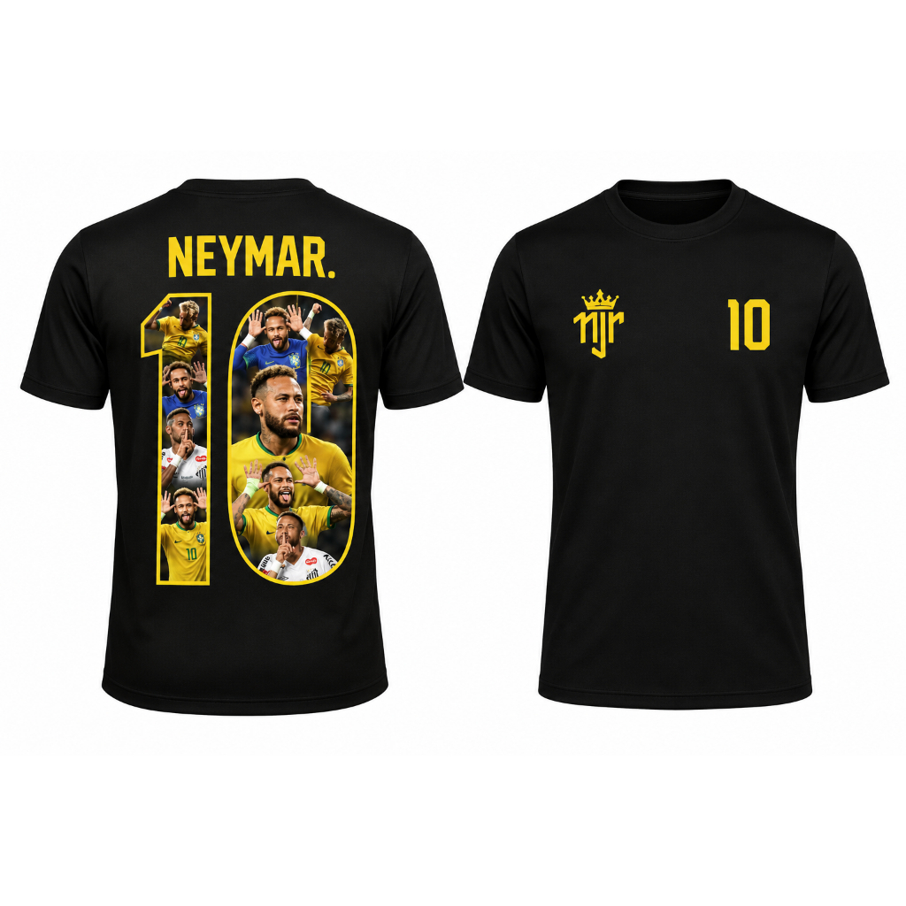 Camiseta Neymar Jr Camisa 10 Jogador Futebol Camiseta Menino Ney Time Baixada Santista Adulto e Infantil