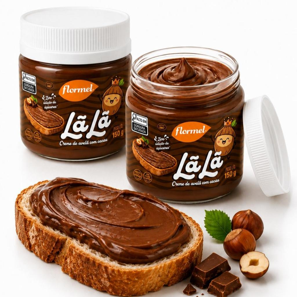 Kit 2 Creme de Avelã Lã Lã Zero Açúcar Sem Glúten Cacau Flormel 150 g Chocolate Saudável