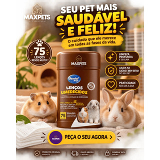 Lenço Umedecido para Coelhos, Porquinho da Índia e Hamster Genial - 75 Unidades - Envio Imediato