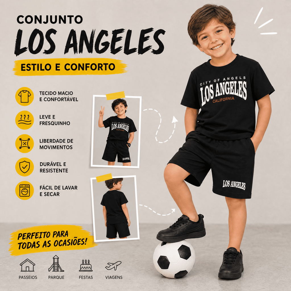 Conjunto Infantil Masculino - Camisa + Bermuda Roupa Menino Leve Fresquinha Dry Fit 2 a 12 Anos