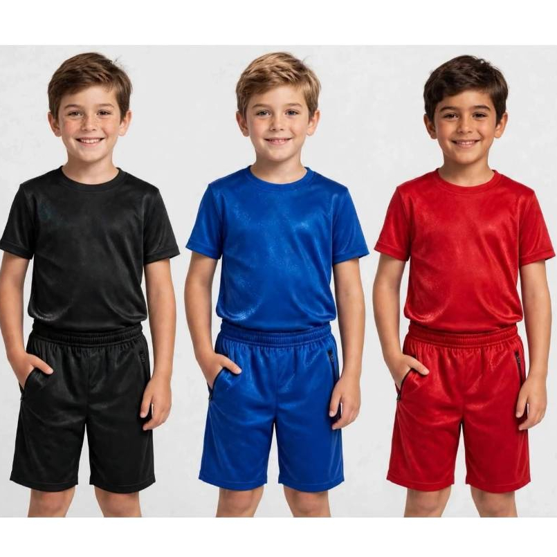 Kit 3 Conjuntos Infantis Bermuda e Camiseta Infantil Lazer Conforto e Estilo