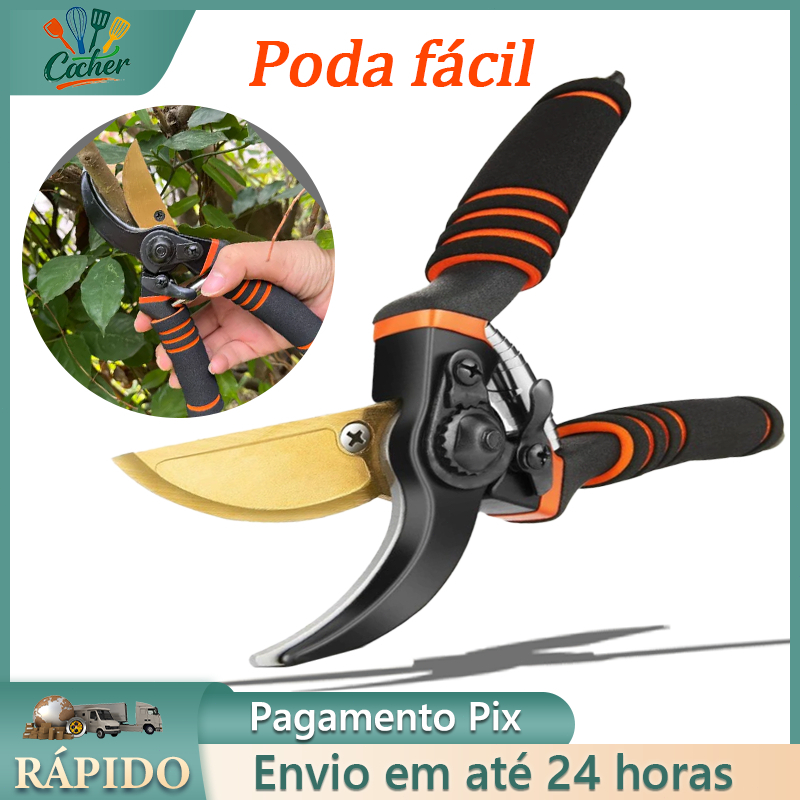 Tesoura de Poda com Lâmina em Titânio 8" - Precisão e Conforto Ergonômico