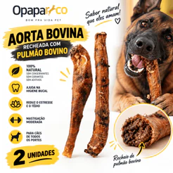Mordedor Natural Aorta Recheada Bovina Desidratada Opaparico - 2un