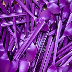 Kit 100~500 Colher roxa cabo longo 16 cm Grande para açaí OFF
